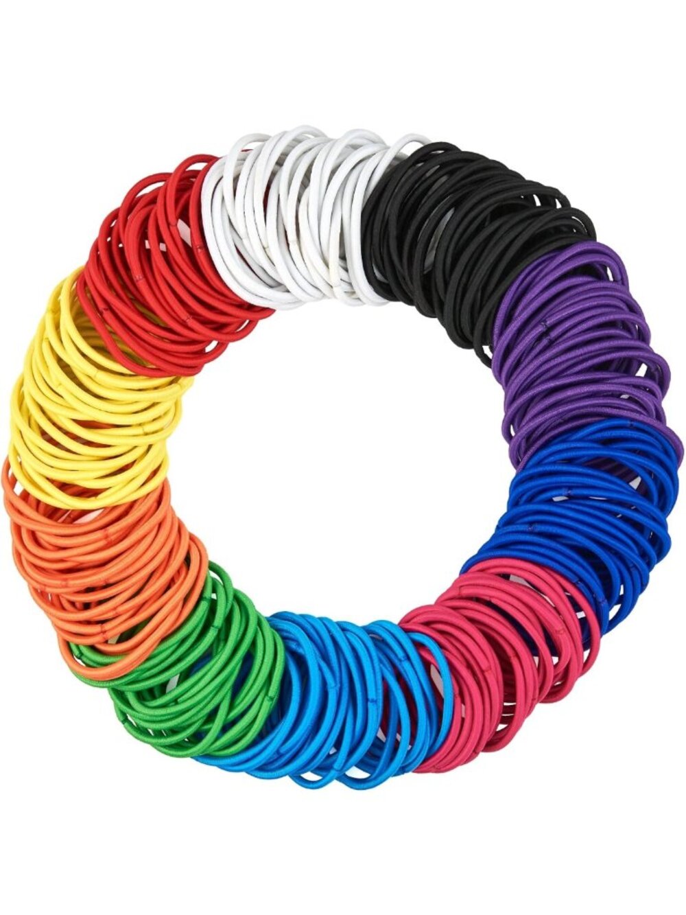 Bright Color Hair Ties Value Pack - 216 No Metal Ponytail Holders for All Hair